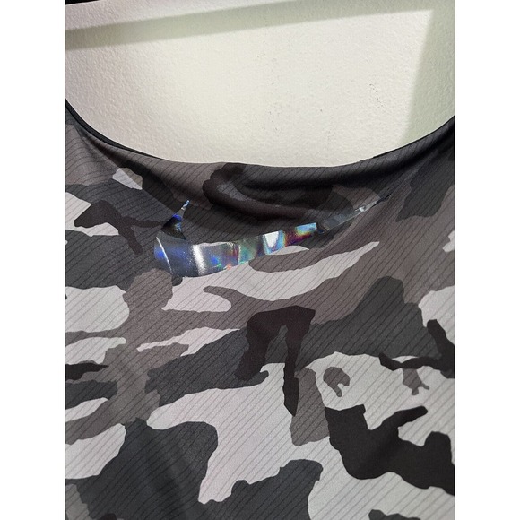 NWT Nike Gray Camo Print U Back Metallic Swoosh One Piece Sporty Swimsuit Small - Picture 5 of 7